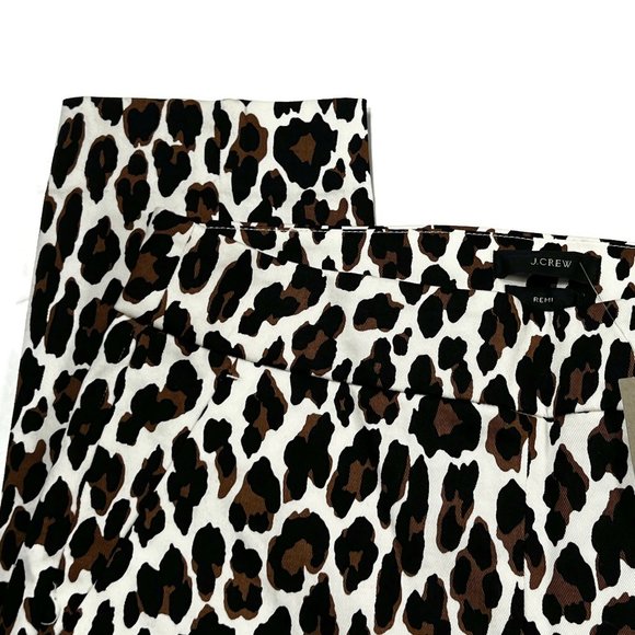 J Crew Remi Pants Womens 4 Leopard Print New Side Zip Pockets High Rise - Picture 5 of 11